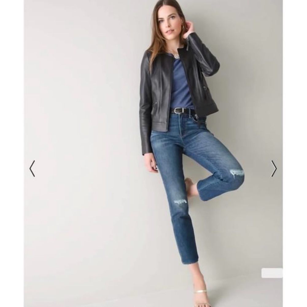 WHBM High-Rise Sculpt Destructed Straight Cropped Jeans sz 16 Long. New w/o tags